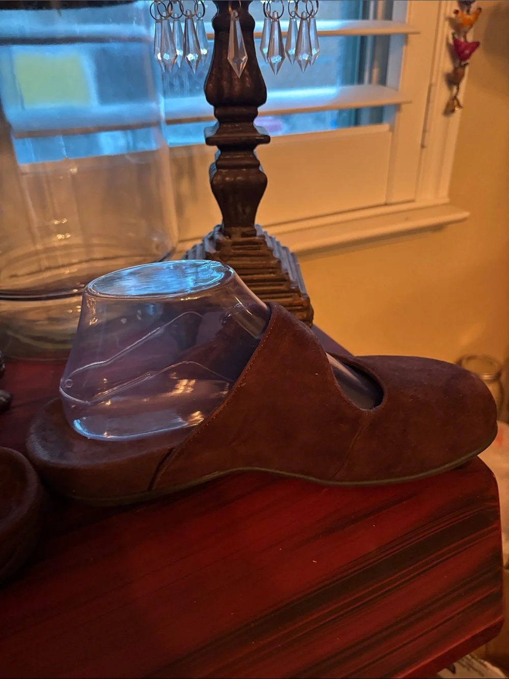 Vionic Brown Suede Mary Jane Flats with Flower Accent